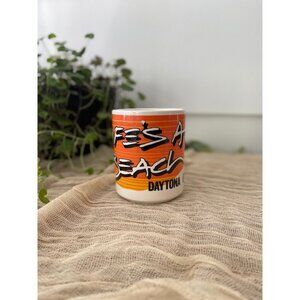 Life’s A Beach Daytona Beach orange ceramic mug retro coffee cup souvenir‎ 80s
